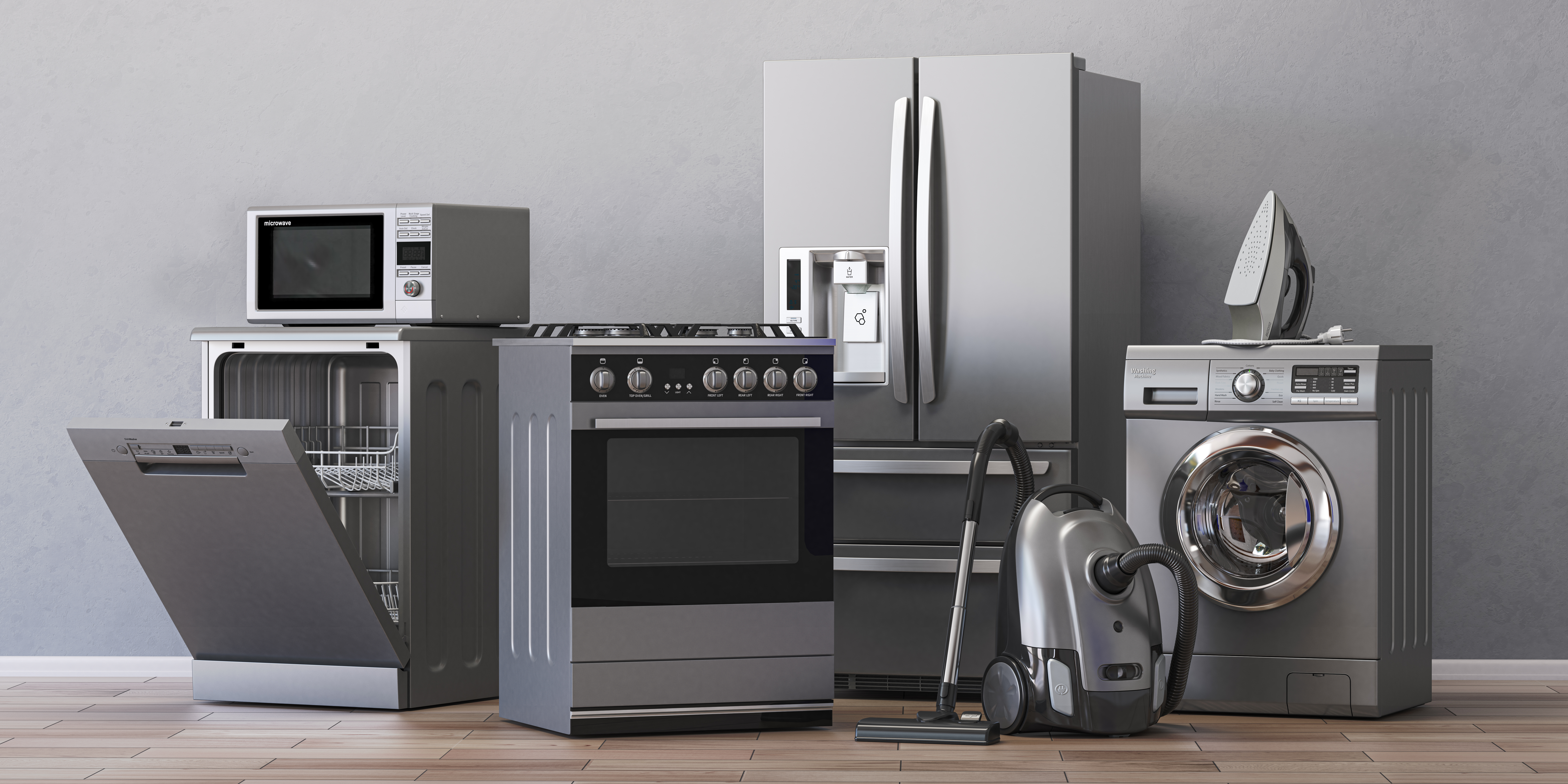 Home appliances. Household kitchen technics in appartments. .3d illustration